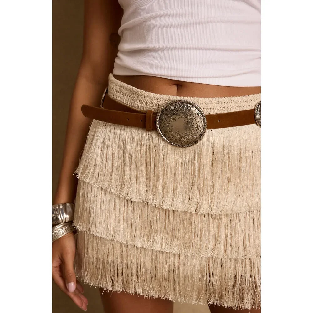 12th Tribe Free Range Pendant Faux Leather Belt Size O/SO/S